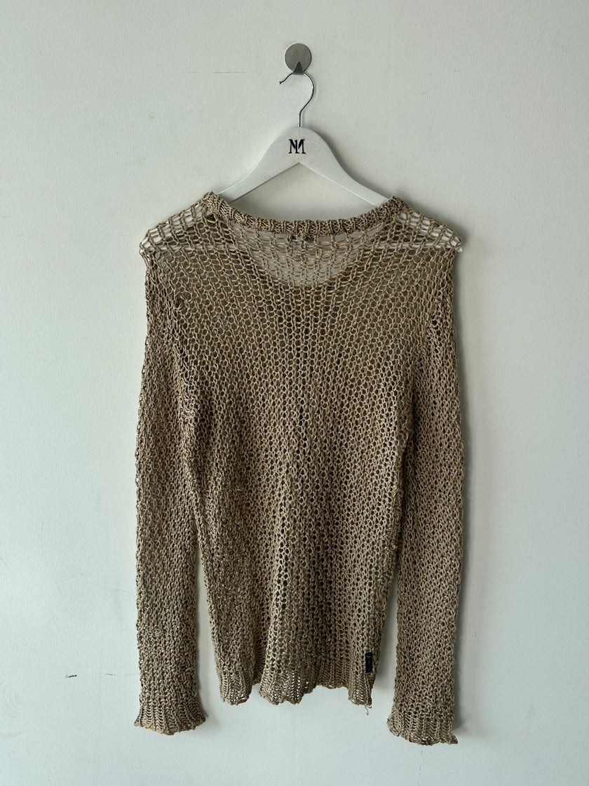 ARMANI JEANS - 2000s OPEN WEAVE KNIT LONG SLEEVE TOP