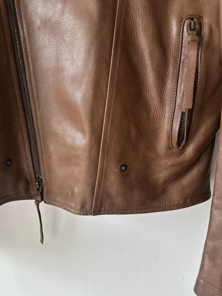 GIANFRANCO FERRÉ - early 2000s ASYMMETRICAL FRONT LEATHER BIKER JACKET