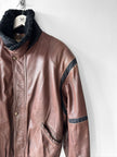 ICEBERG - 1980s LEATHER BOMBER JACKET WITH SHEARLING COLLAR