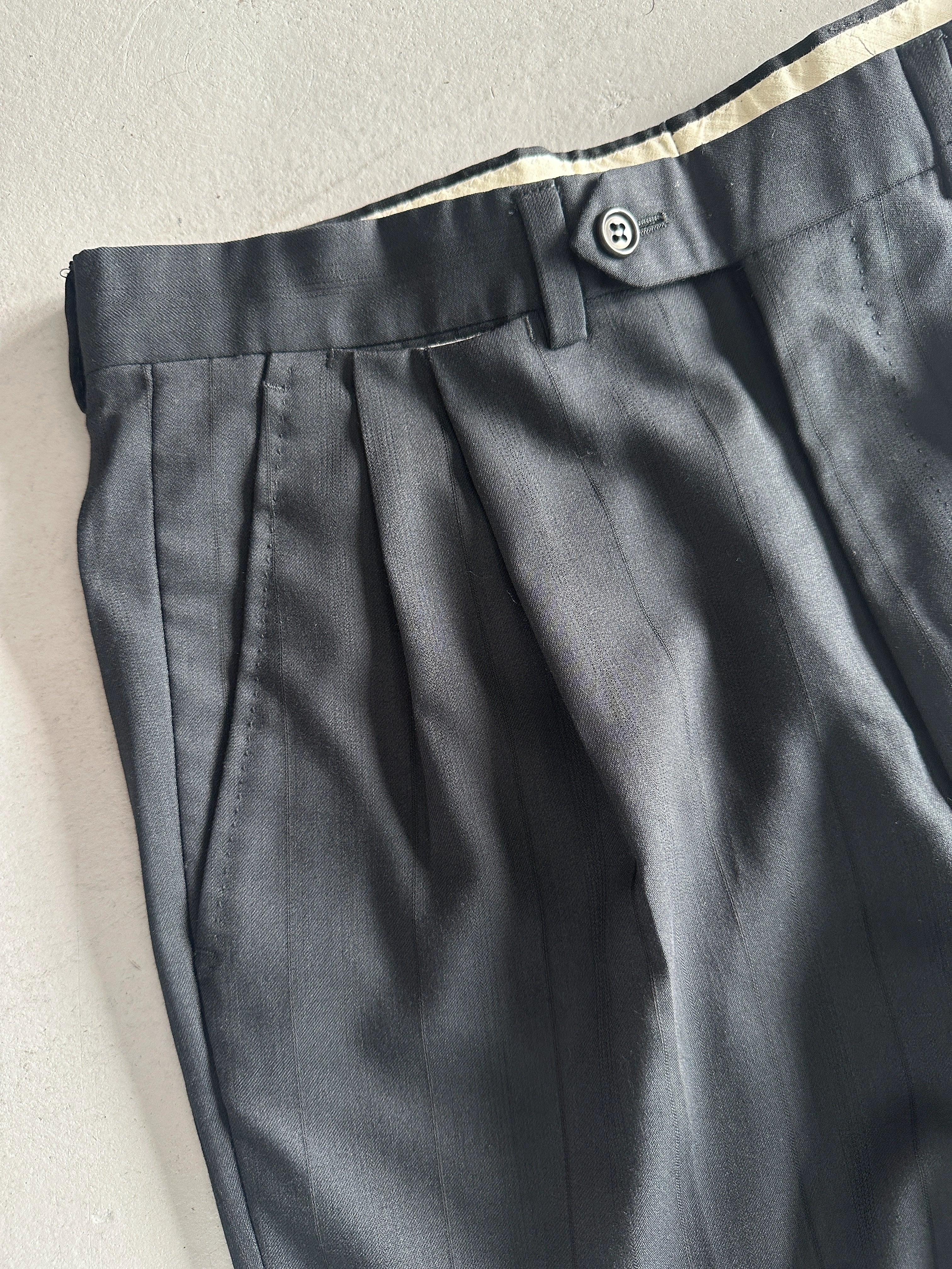 1990s PINSTRIPED FRONT PLEATS TAILORED TROUSERS