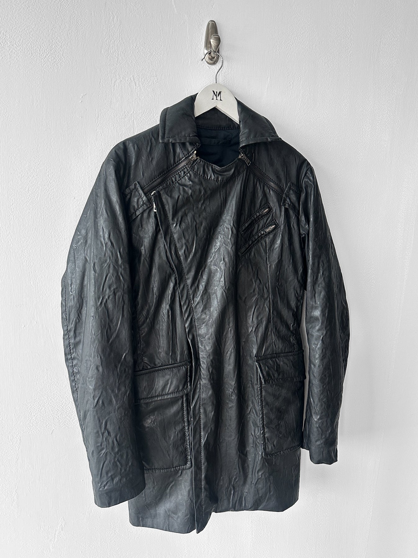 ANDREW MACKENZIE - F/W 2008 WAXED PVC LONG JACKET WITH ZIP DETAILS