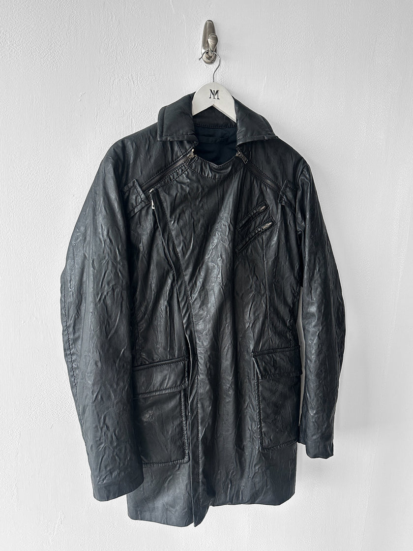 ANDREW MACKENZIE - F/W 2008 WAXED PVC LONG JACKET WITH ZIP DETAILS