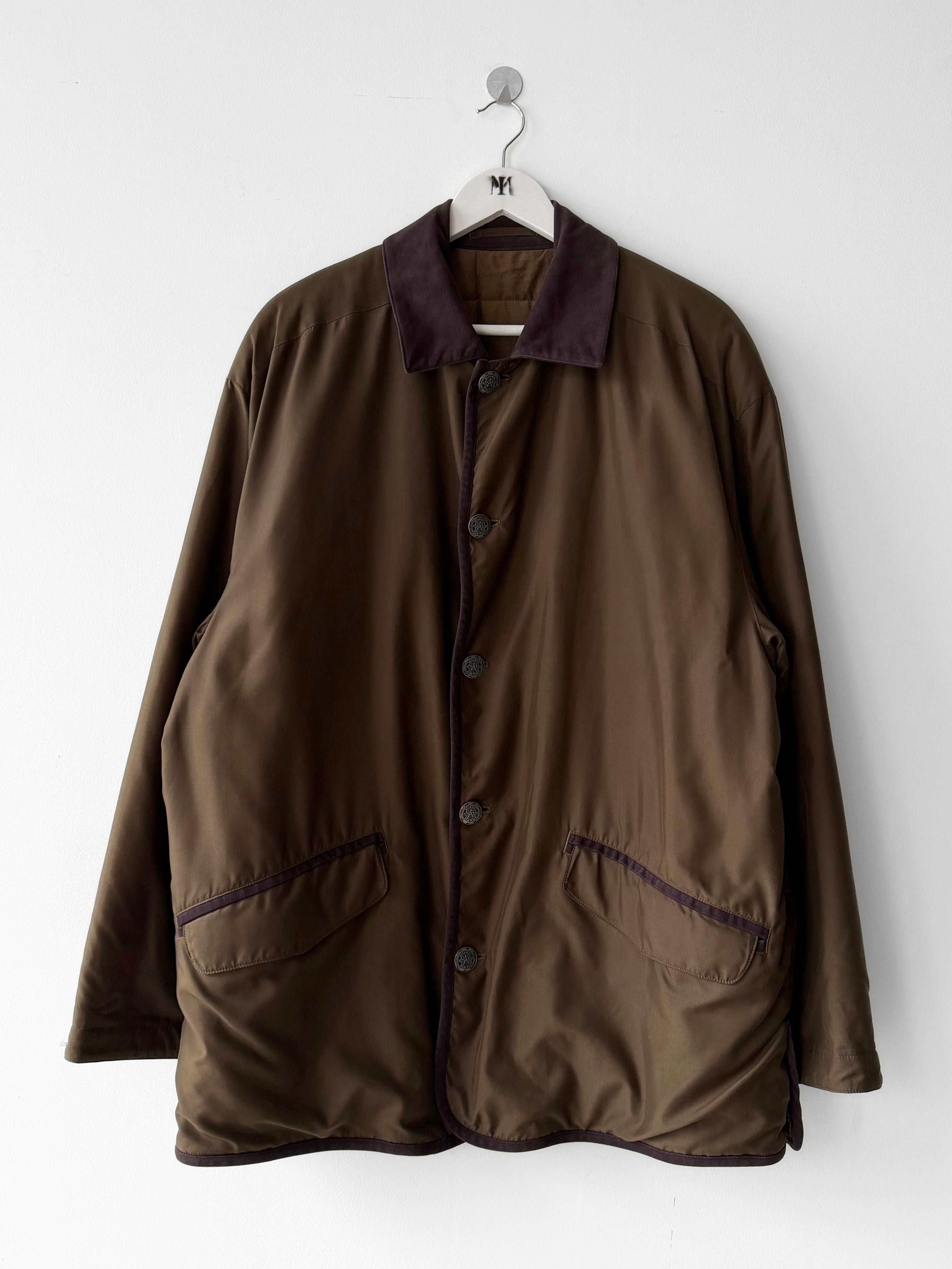 ITALIAN LABEL 1990s WATER REPELLENT JACKET WITH CONTRASTING PLUM TRIMS