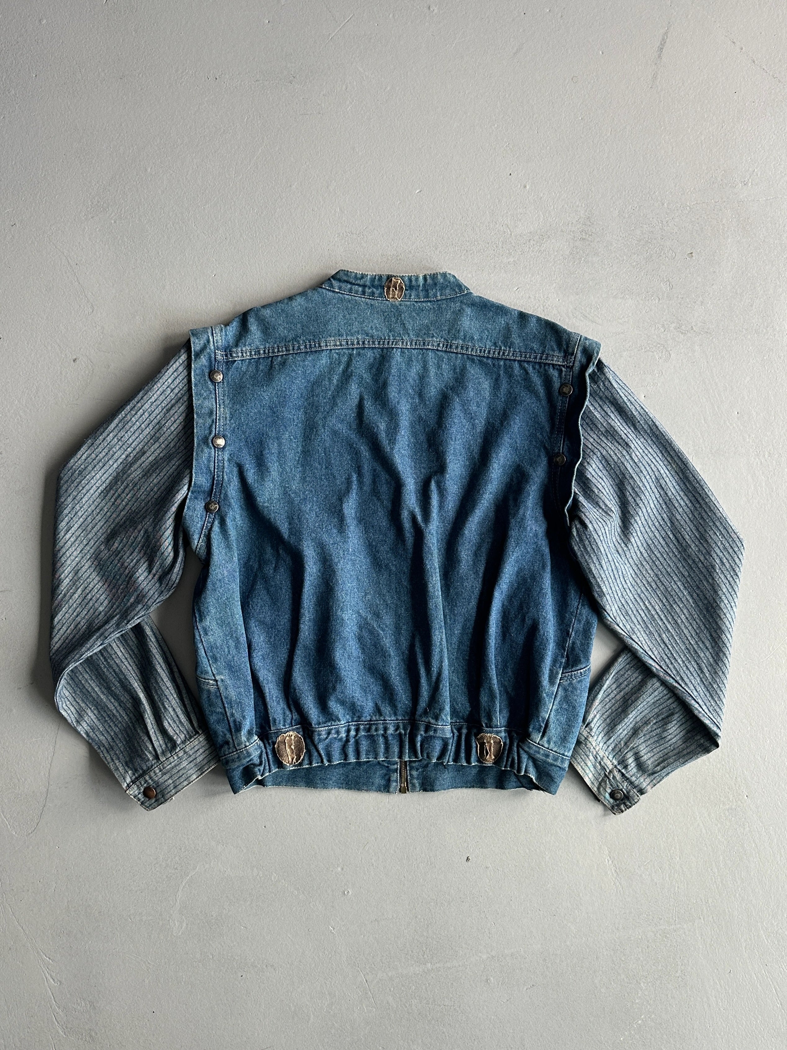 1980s 2 IN 1 DENIM JACKET GILET WITH REMOVABLE SLEEVE