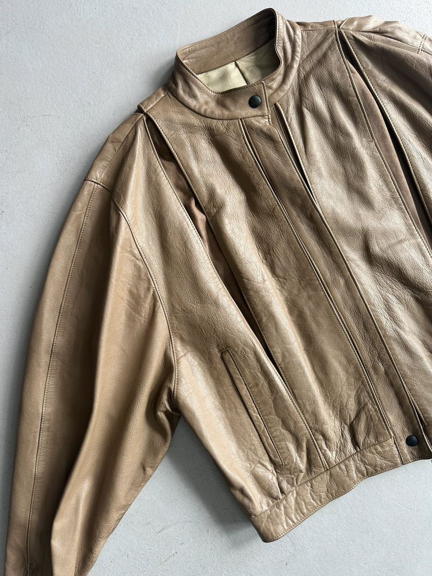 1980s BOXY FIT LEATHER PANELED JACKET