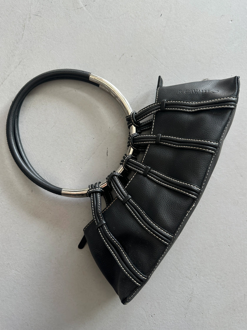 2000s OVERSIZED METAL RING HANDLE LEATHER BAG