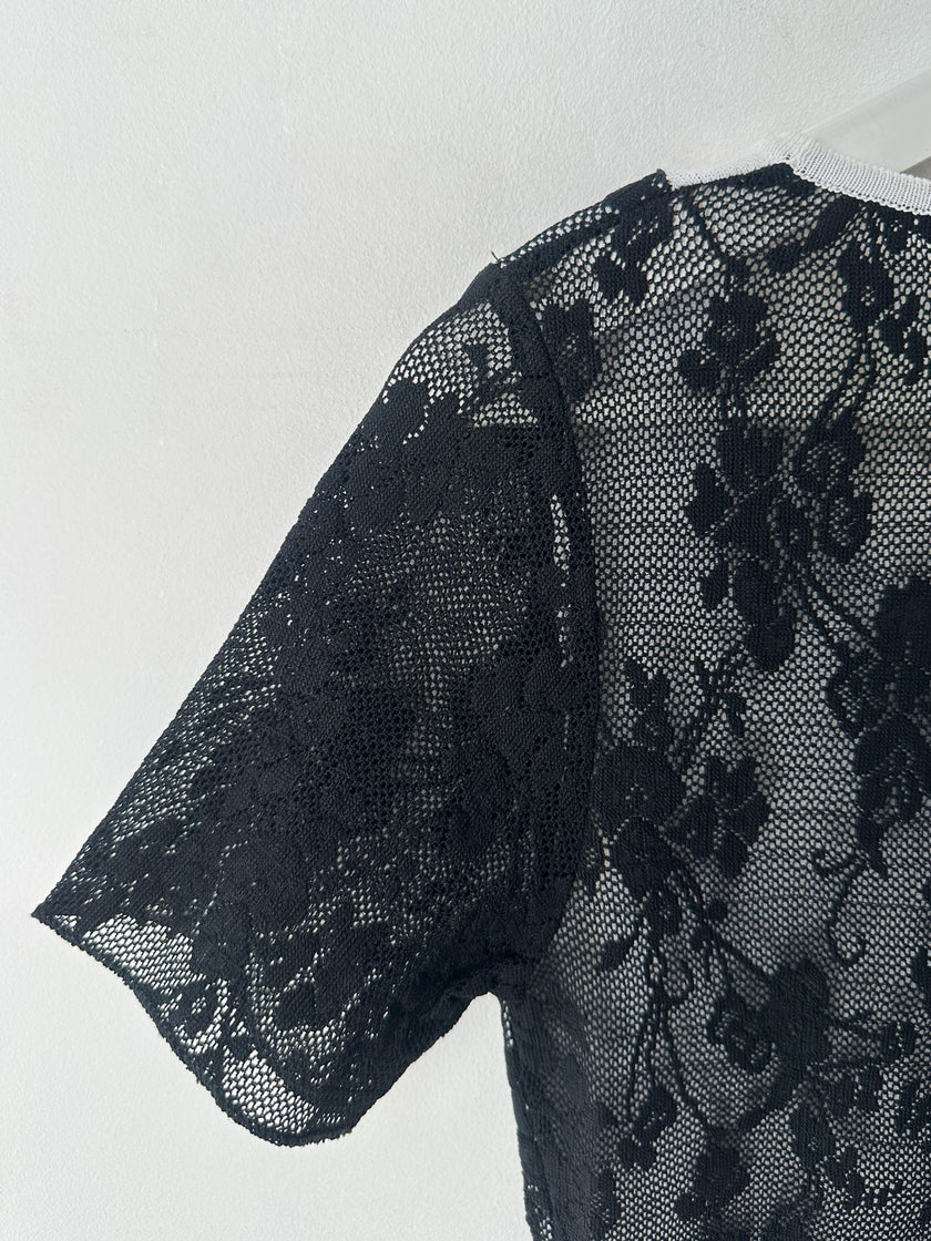 ITALIAN LABEL - 1990s LAYERED FRONT LACE T-SHIRT