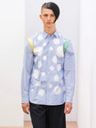 COMME DES GARÇONS SHIRT - S/S 2018 CUT OUTS FRONT MICRO STRIPED LONG SLEEVE SHIRT
