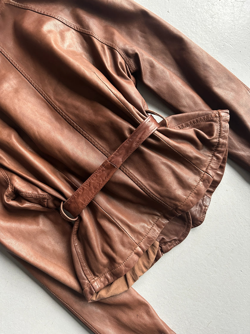 GIORGIO BRATO - 2000s SOFT LEATHER BELTED JACKET