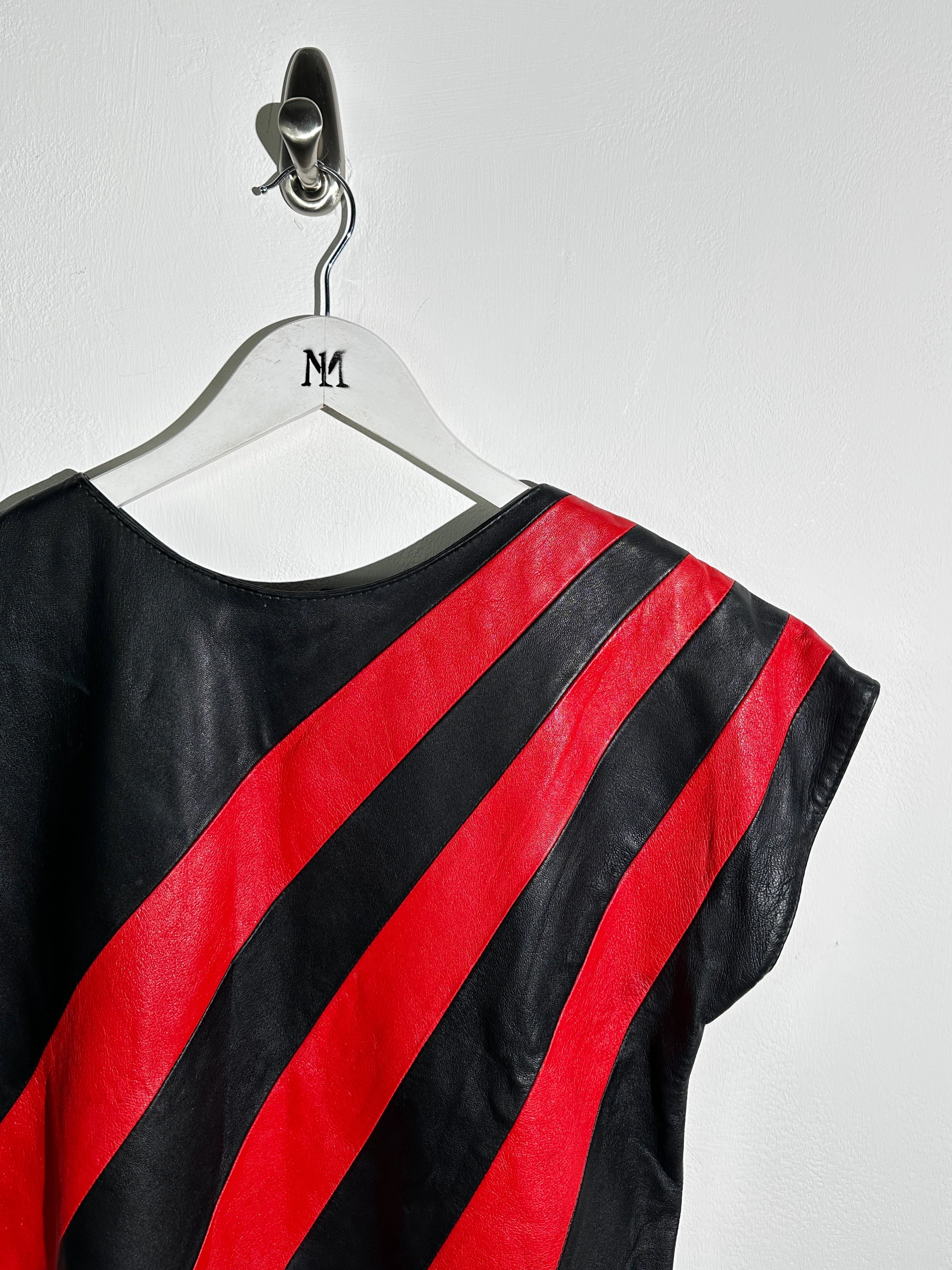 1980s LEATHER TOP WITH CONTRASTING FRONT