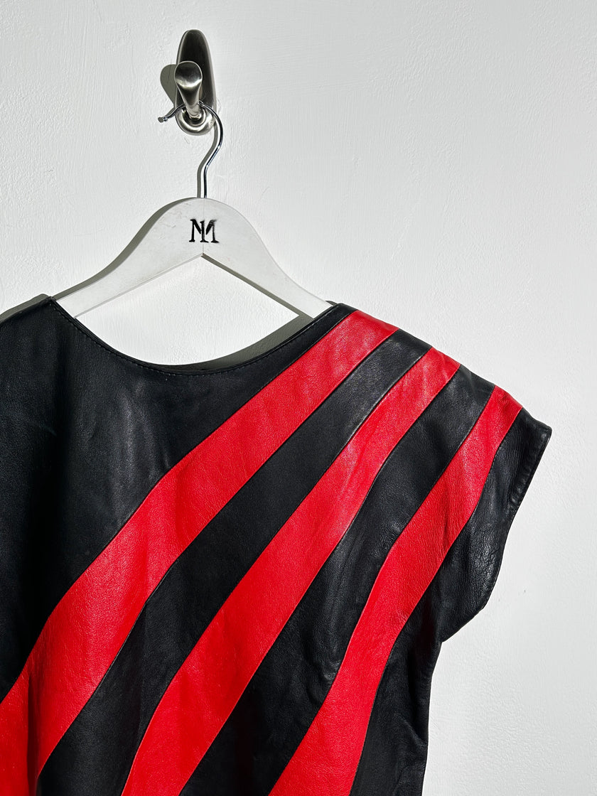 1980s LEATHER TOP WITH CONTRASTING FRONT