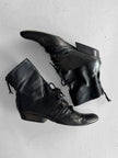 MARITHÉ + FRANÇOIS GIRBAUD - early 2000s SOFT LEATHER ANKLE BOOTS WITH LACE WRAPAROUND DETAILING