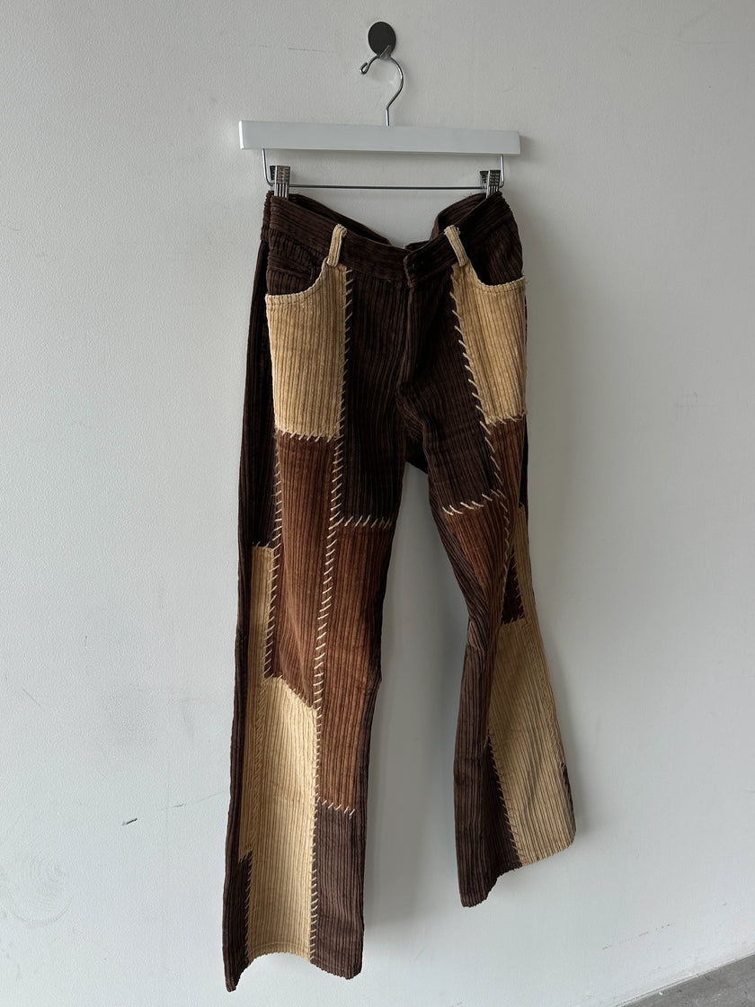1990s PATCHWORK CONSTRUCTION CORDUROY STRAIGHT LEG TROUSERS