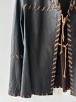 ITALIAN LABEL early 2000s OPEN FRONT LEATHER JACKET WITH WHIPSTITCH DETAILS