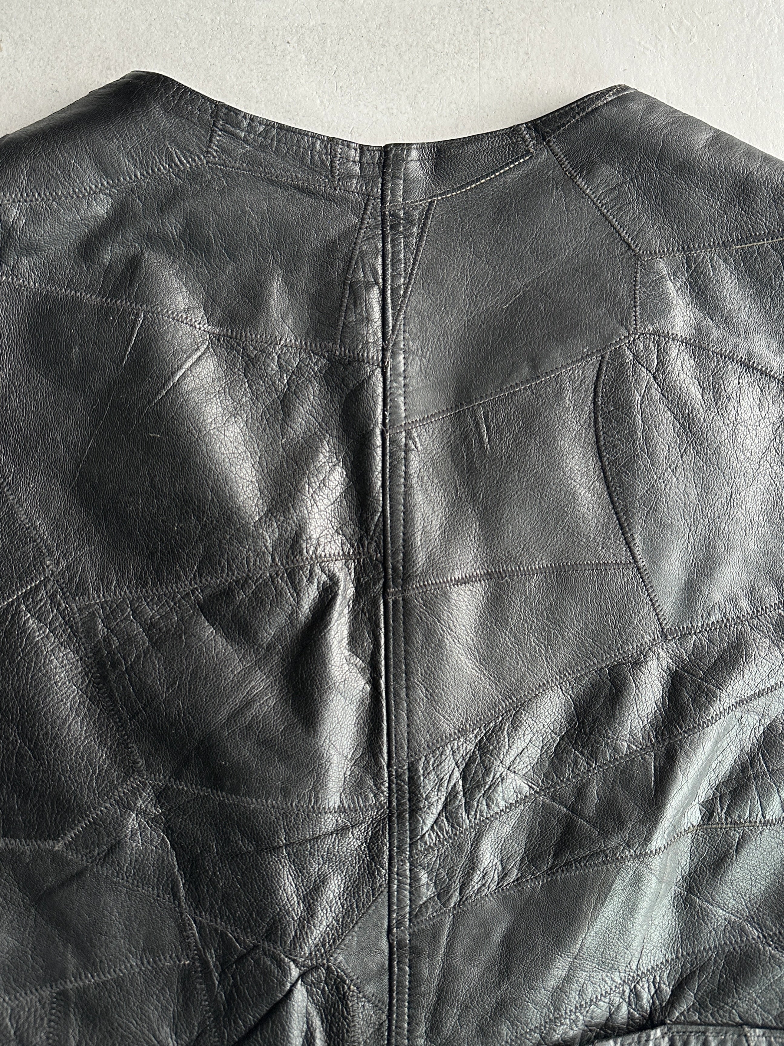 1990s STITCHED PANELING LEATHER VEST