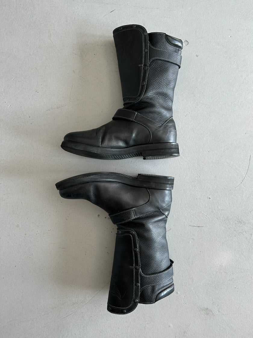 ARMANI JEANS - 2000s BIKER LEATHER BOOTS
