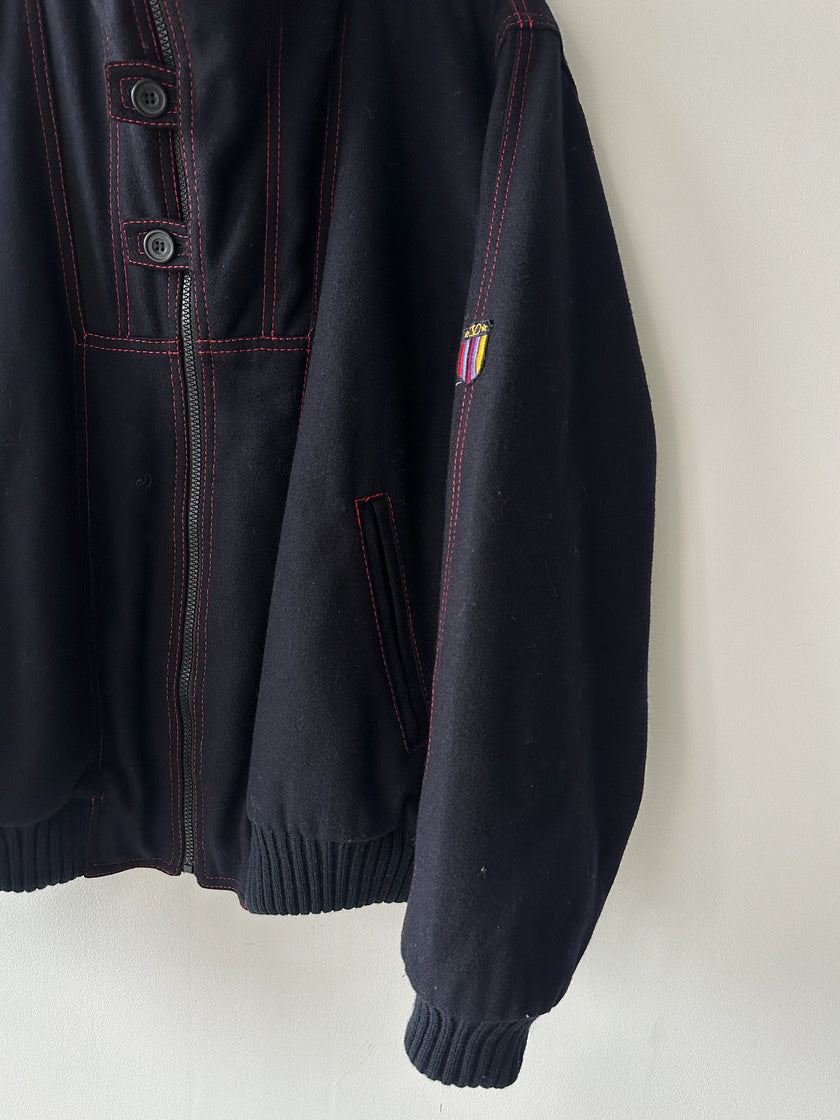 VALENTINO - 1980s FUNNEL NECK BOMBER JACKET WITH CONTRASTING STITCHING DETAILS