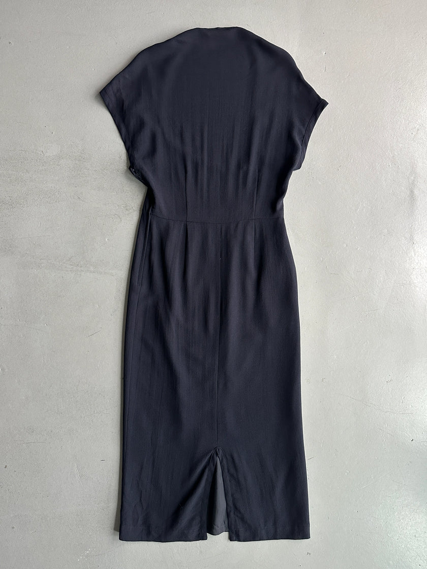COMME DES GARÇONS - S/S 1989 ASYMMETRIC DEEP NECKLINE LONG DRESS