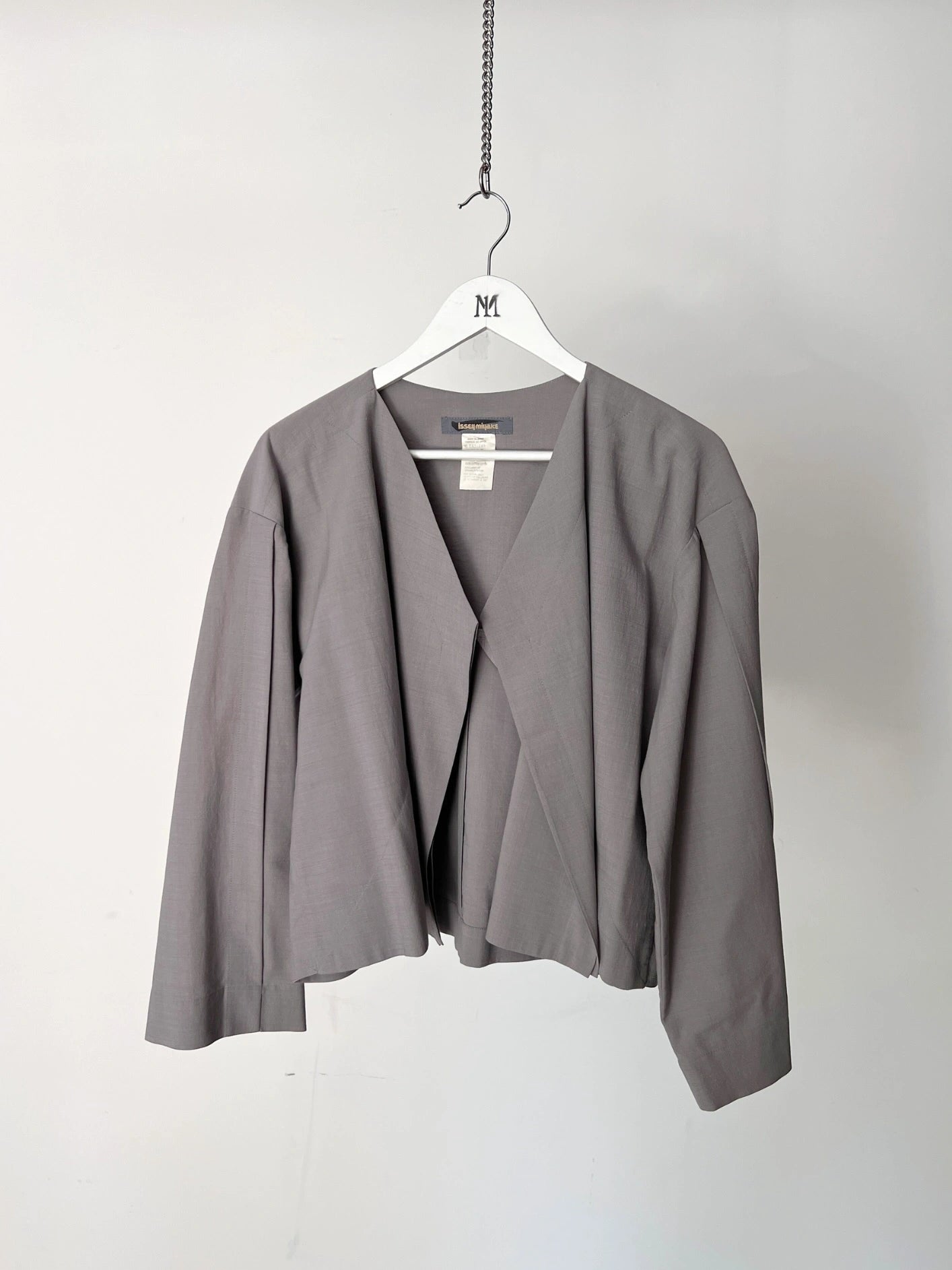 ISSEY MIYAKE - 1980s OPEN FRONT ARCHITECTURAL OPEN FRONT BLAZER