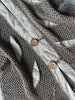 1990s OPEN KNIT HOODED CARDIGAN WITH LINEN DETAILS
