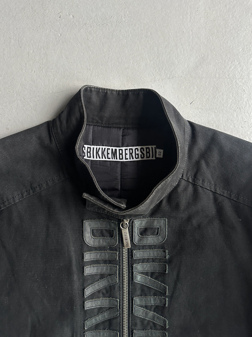 BIKKEMBERGS - A/W 2006 PADDED JACKET WITH LEATHER FRONT LOGO LETTERING