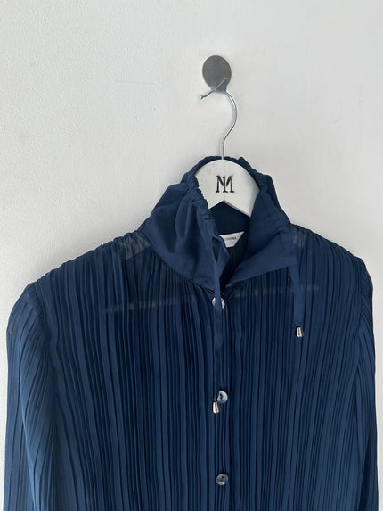 MASAKI MATSUSHIMA - 2000s PLEATED BLOUSE WITH DRAWSTRING COLLAR
