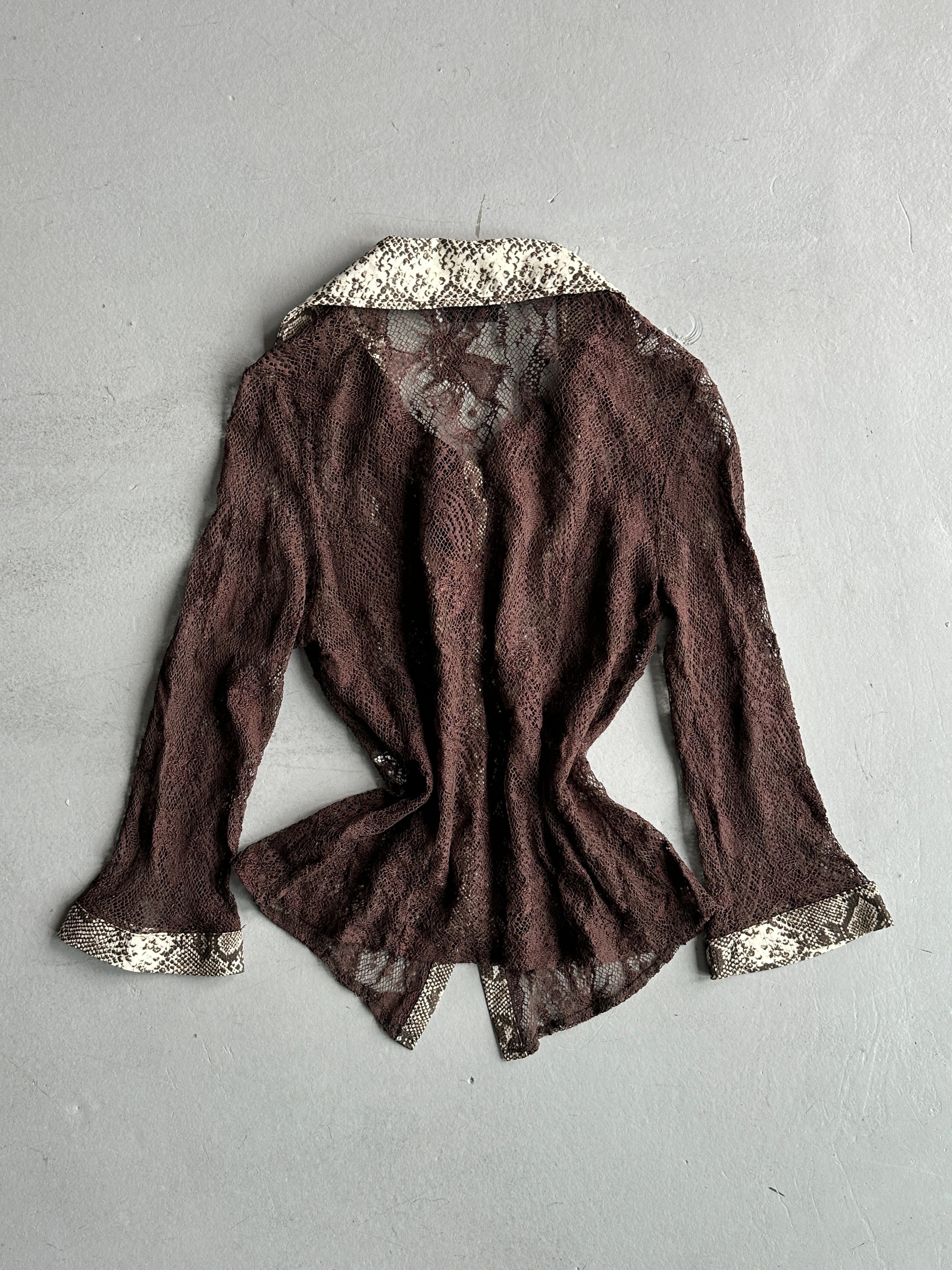 2000s LACE SHIRT WITH SNAKESKIN DETAILS