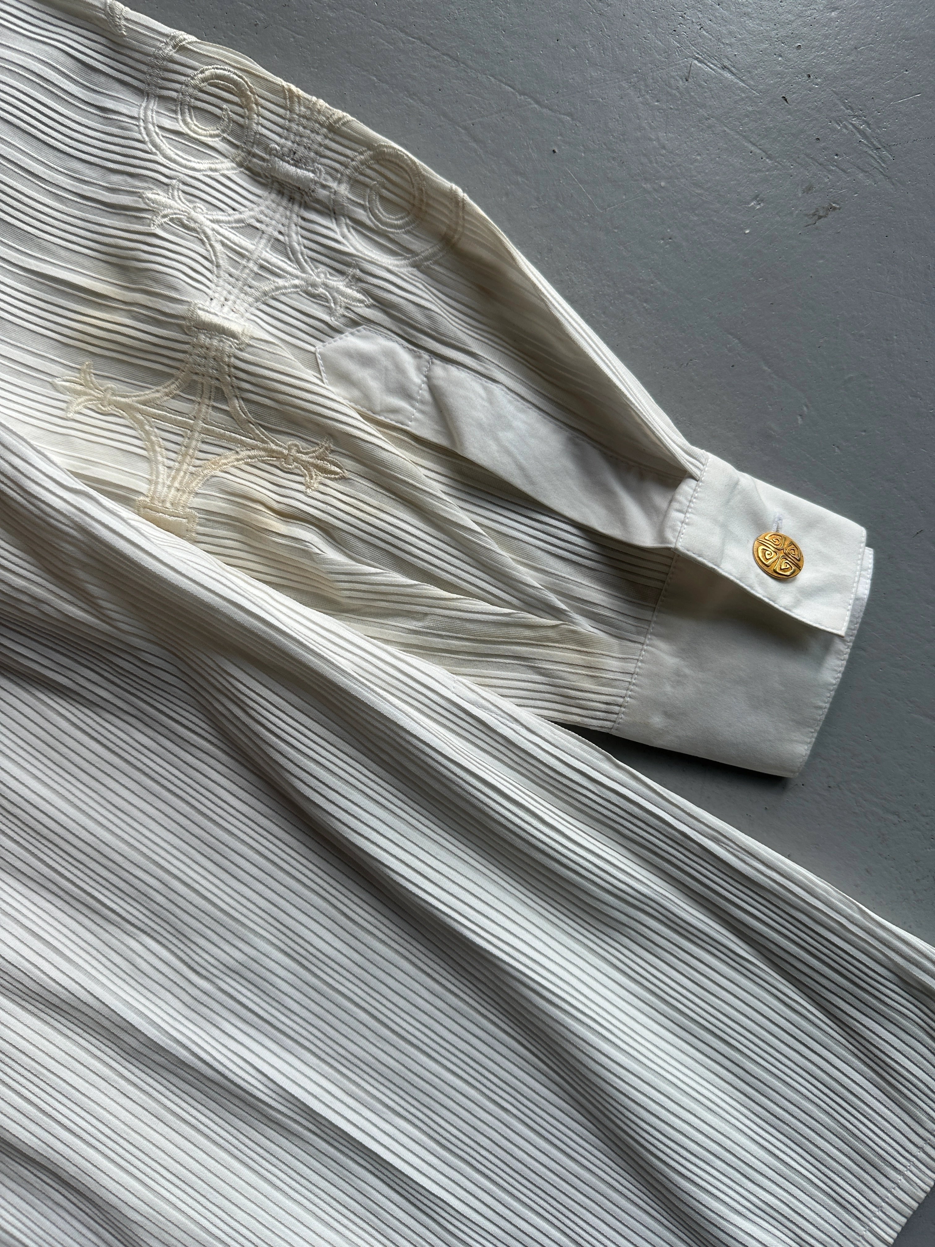 ESCADA - 1980s EMBROIDERED PLEATED BLOUSE
