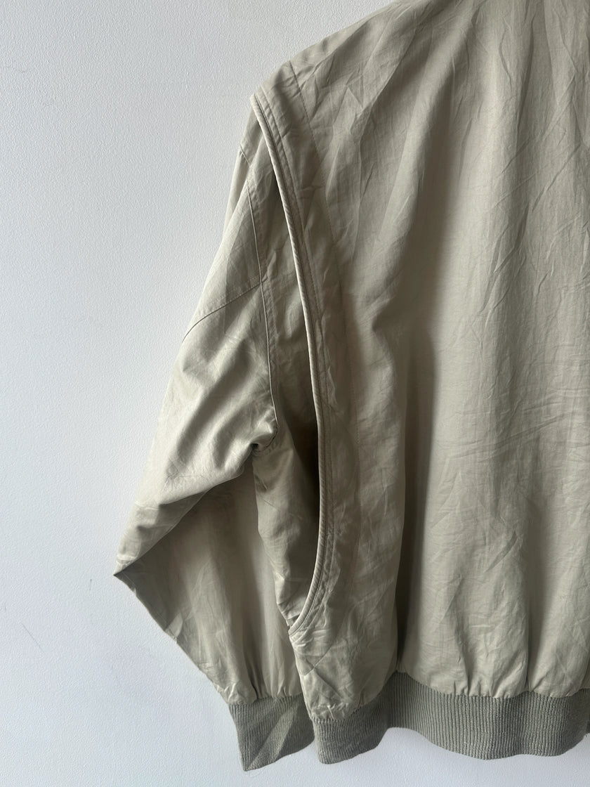 NO LABEL 1980s BOMBER JACKET WITH PLEATED FRONT DETAILS