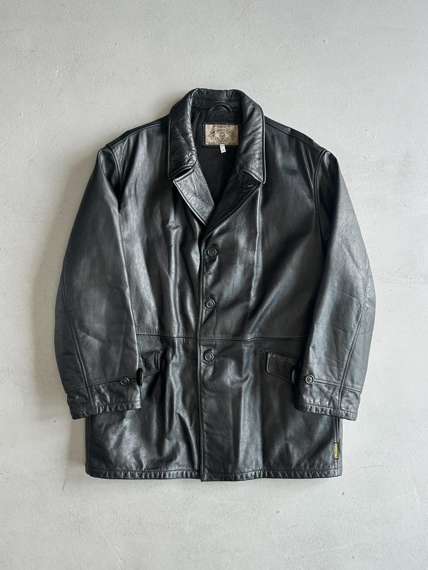 ARMANI JEANS - 1990s STRAIGHT FIT LEATHER JACKET