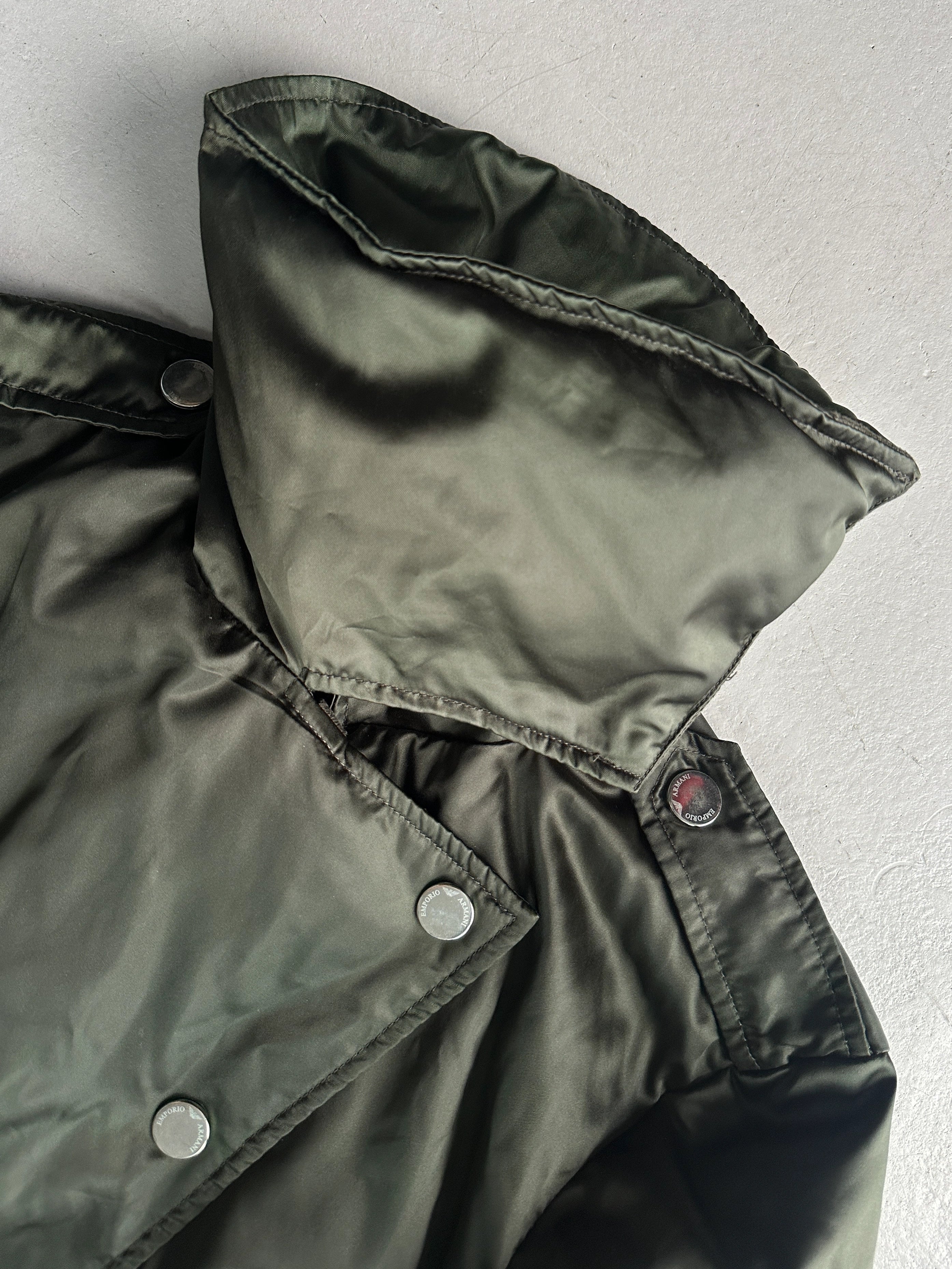 EMPORIO ARMANI - early 2000s ASYMMETRICAL FRONT CLOSURE FUNNEL NECK JACKET