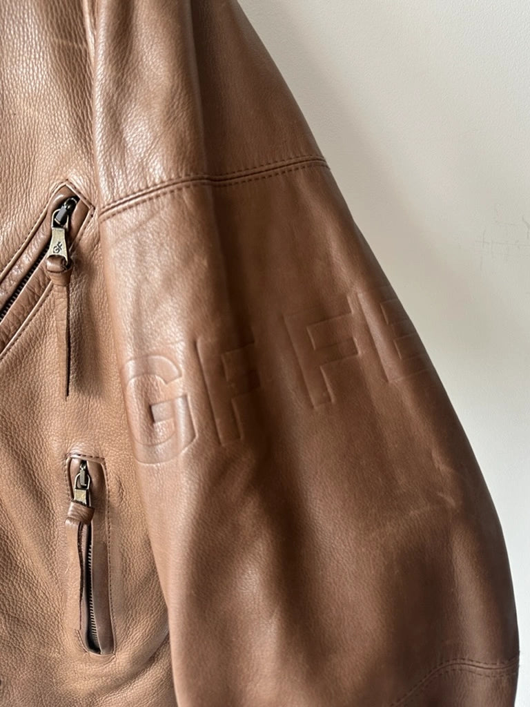 GIANFRANCO FERRÉ - early 2000s ASYMMETRICAL FRONT LEATHER BIKER JACKET