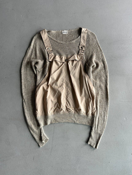 1980s SOFT KNIT JUMPER WITH DUNGAREE STYLE FRONT