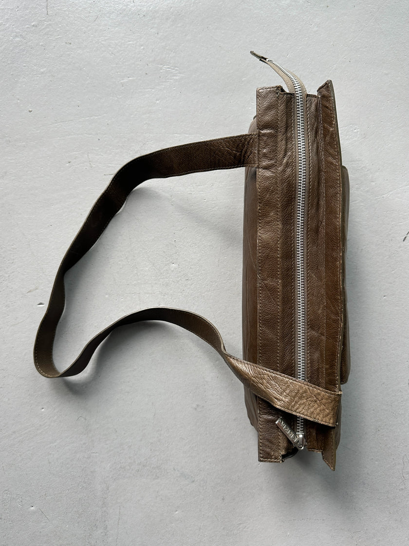 KRIZIA - 1990s LEATHER SILHOUETTE SHOULDER BAG