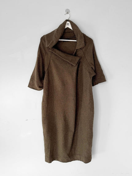 YOHJI YAMAMOTO Y's - A/W 2017 SHORT SLEEVE DRESS WITH FRONT PLEAT