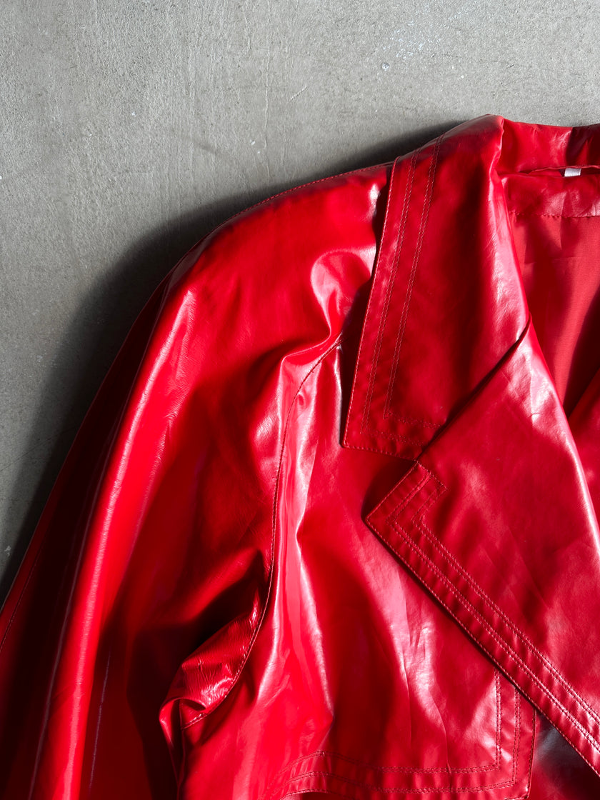 1980s DOUBLE BREASTED PVC TRENCH COAT