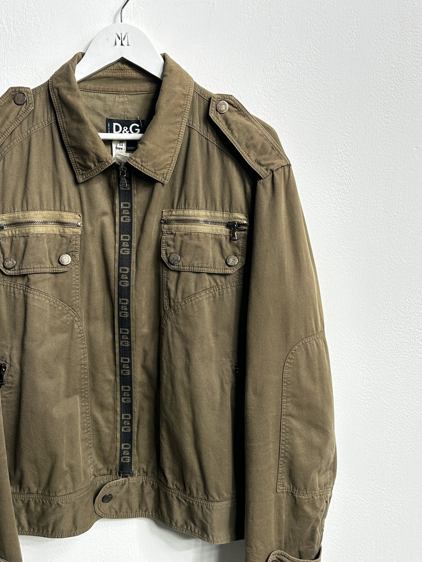 DOLCE & GABBANA - S/S 2006 TRUCKER JACKET WITH LOGO TAPE AT FRONT ZIP
