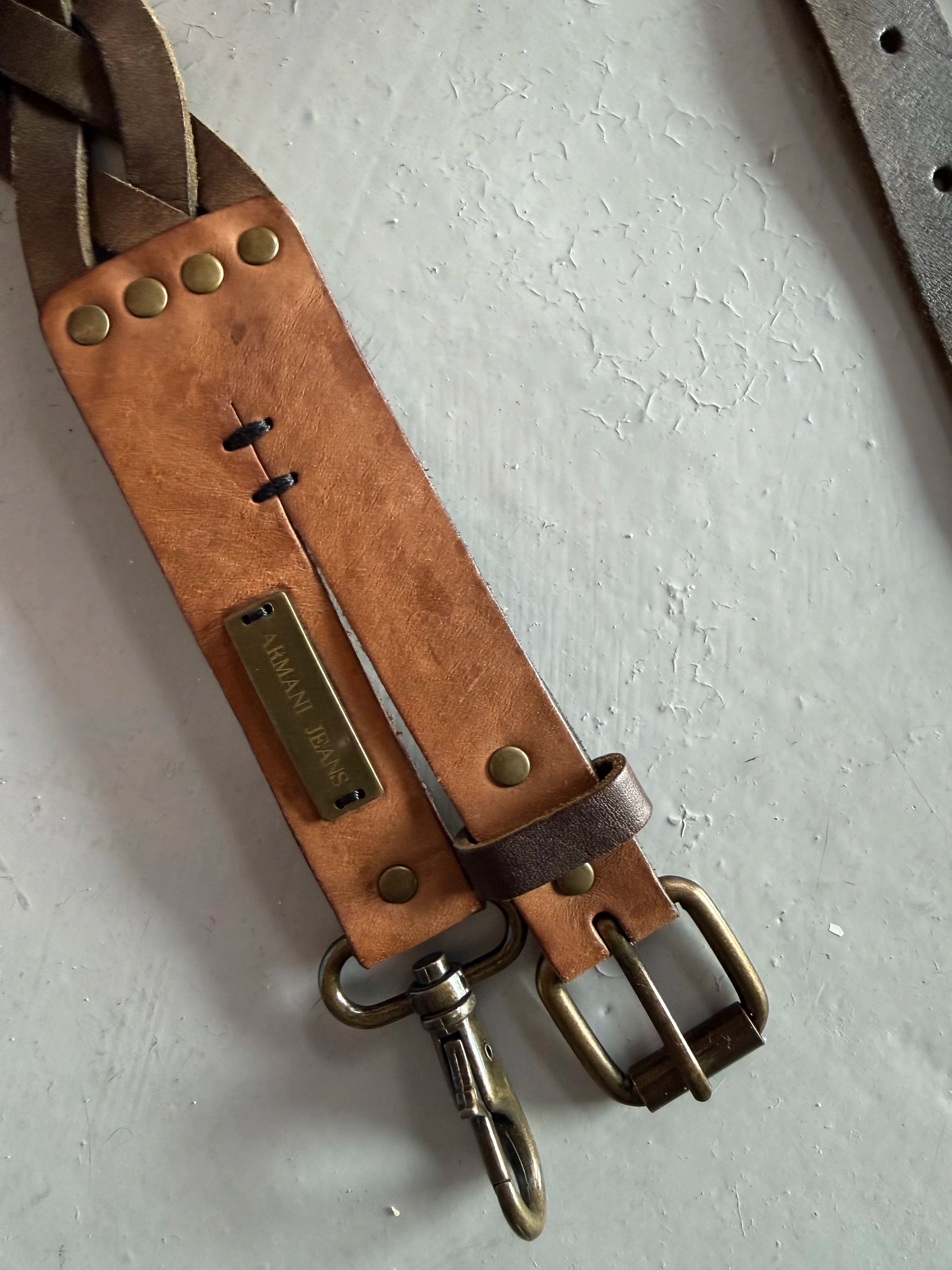 ARMANI JEANS - early 2000s BRAIDED LEATHER BELT