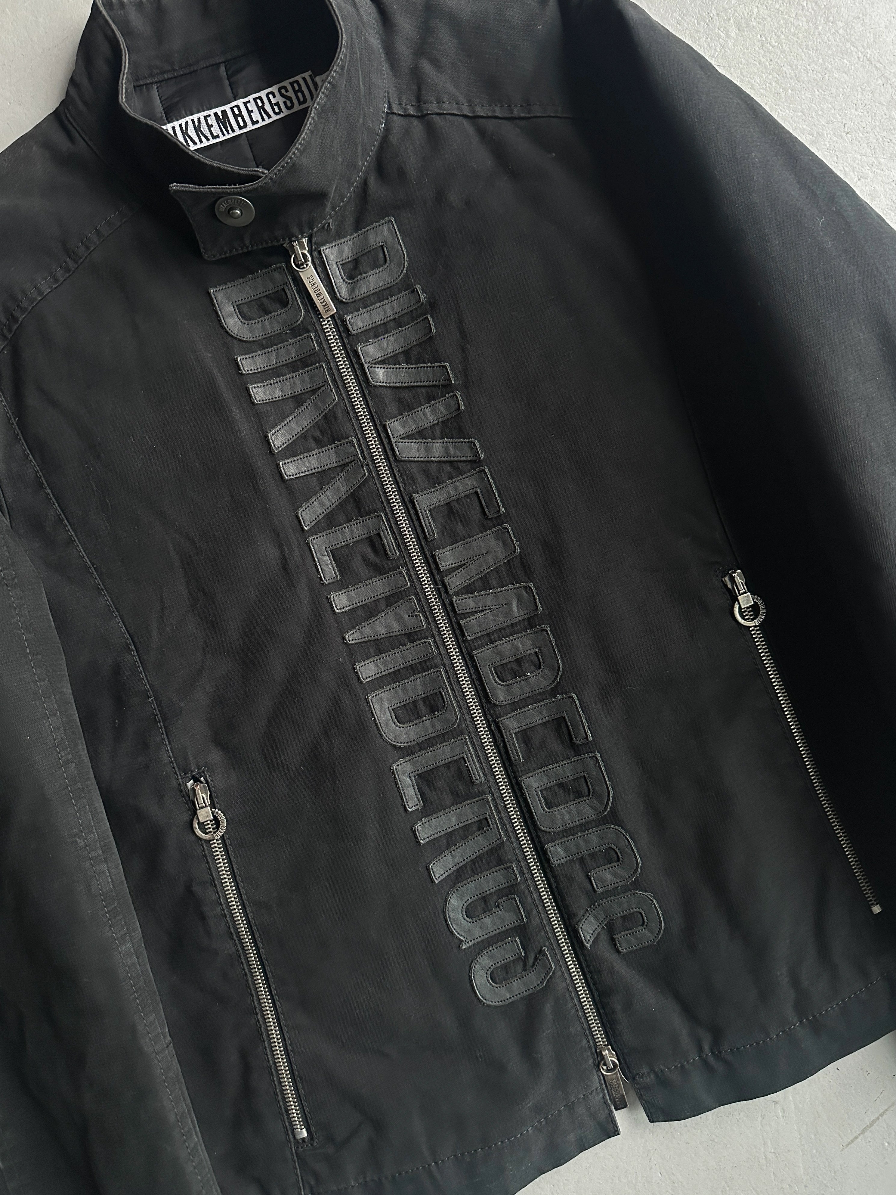 BIKKEMBERGS - A/W 2006 PADDED JACKET WITH LEATHER FRONT LOGO LETTERING