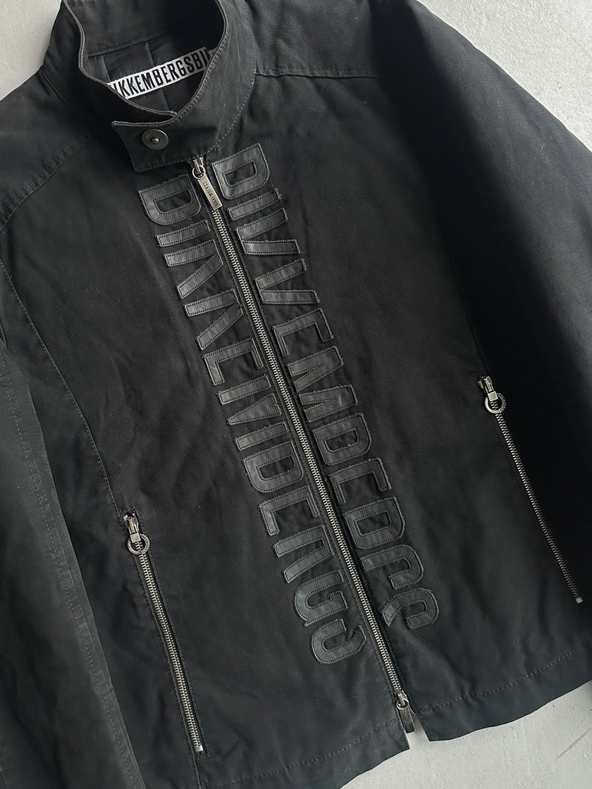 BIKKEMBERGS - A/W 2006 PADDED JACKET WITH LEATHER FRONT LOGO LETTERING