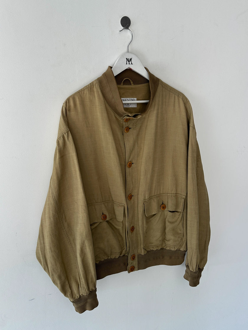 VALENTINO - 1990s LINEN BOMBER JACKET