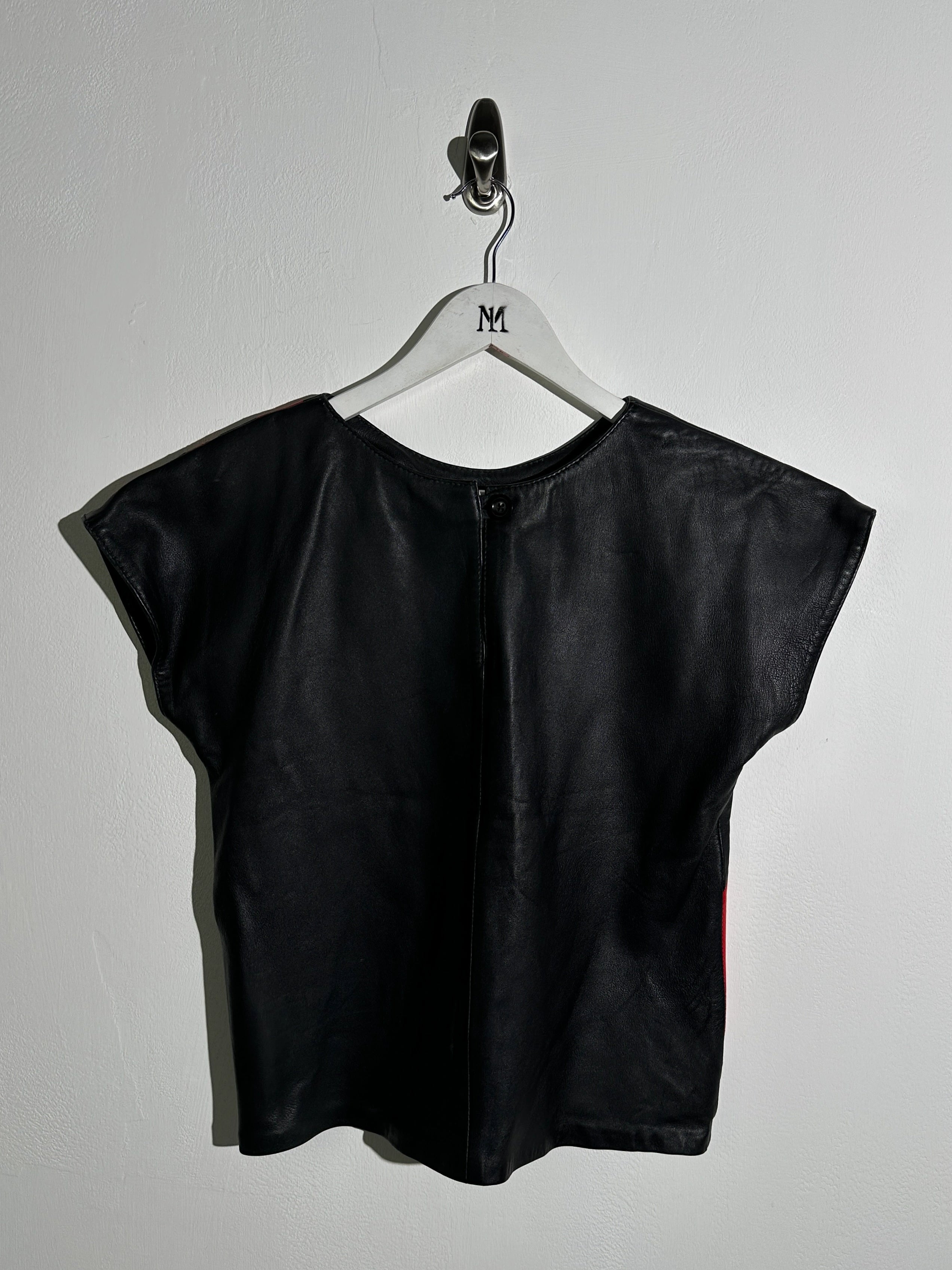 1980s LEATHER TOP WITH CONTRASTING FRONT