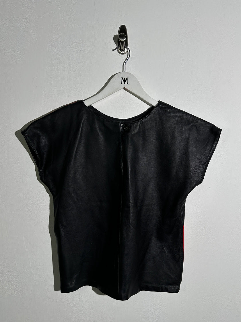 1980s LEATHER TOP WITH CONTRASTING FRONT
