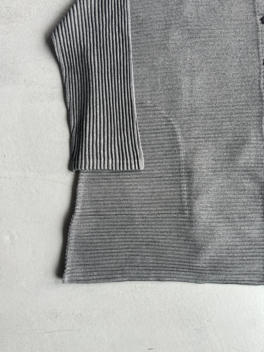ISSEY MIYAKE - 2000s FUNNEL NECK PLEATED CARDIGAN