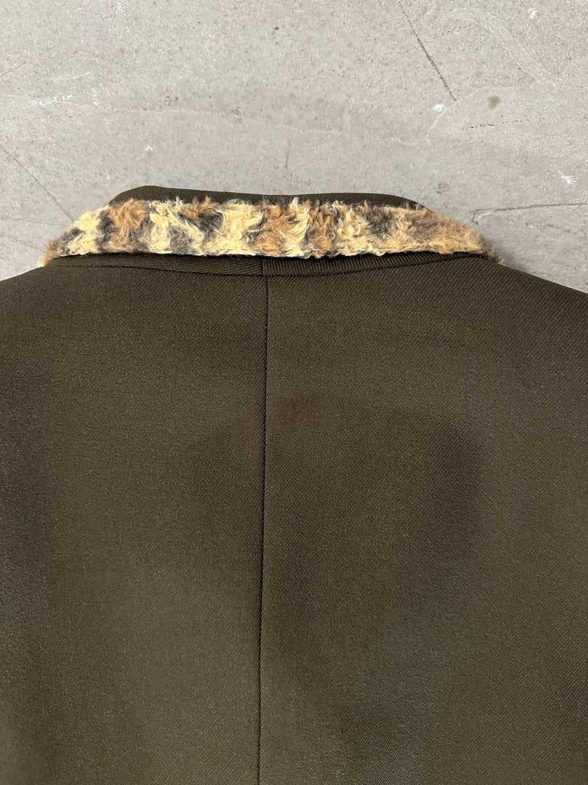 1990s SLIM FIT BLAZER WITH FAUX FUR DETAIL