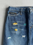 DOLCE & GABBANA - 1990s DENIM MINI SKIRT WITH FLUO DETAILS