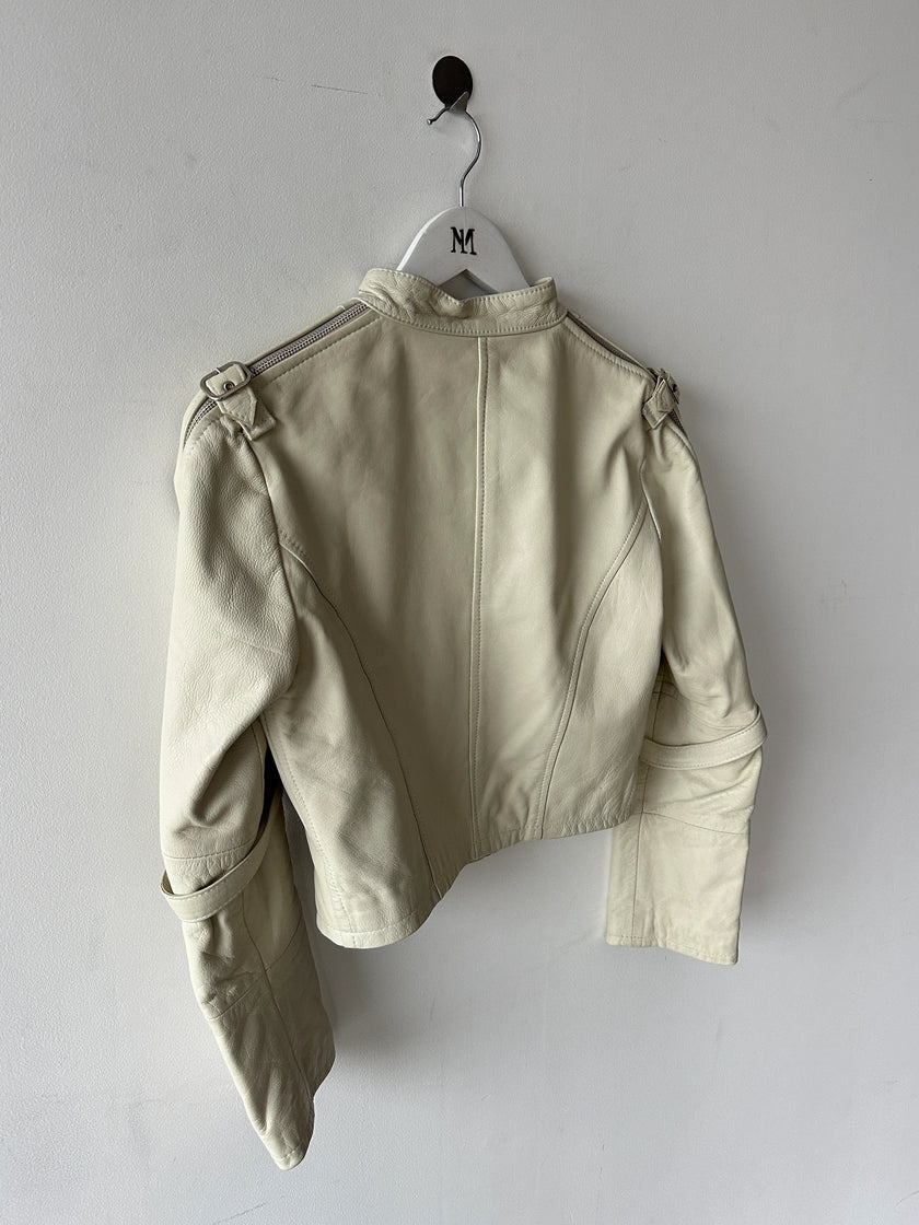 2000s CROP FIT BIKER LEATHER JACKET