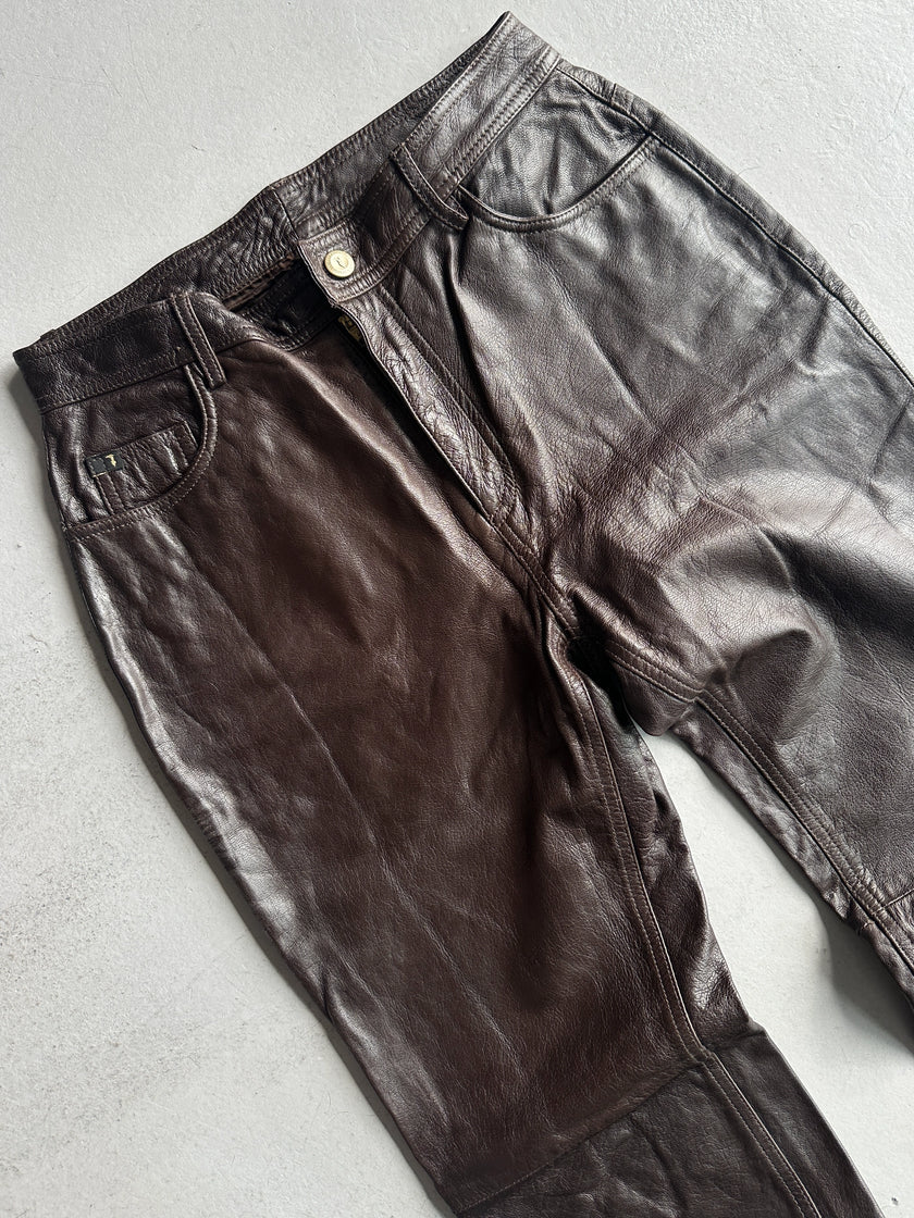 TRUSSARDI - 2000s LIMITED EDITION STRAIGHT FIT LEATHER TROUSERS