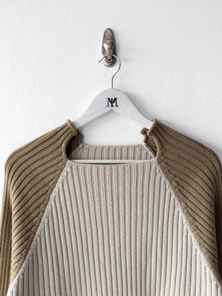 ITALIAN LABEL 2000s SLIM FIT RIBBED KNIT JUMPER