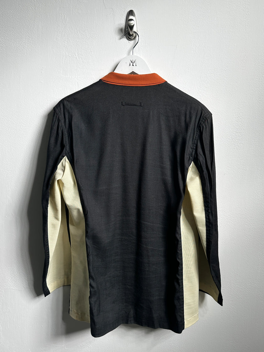 JEAN PAUL GAULTIER - 1990s PANELED LINEN BLAZER WITH CONTRASTING MESH PANELS